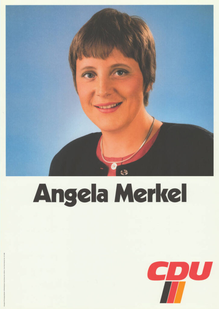 Angela Merkel in un poster elettorale