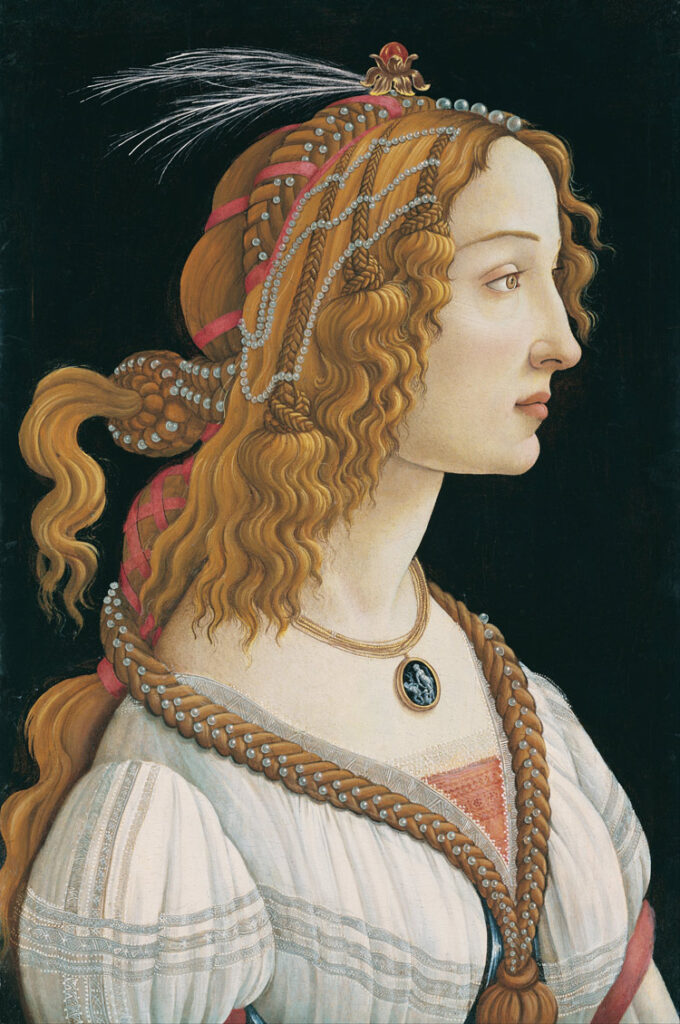 Sandro Botticelli, Ritratto ideale di dama (Simonetta Vespucci), 1475-1480 ca., Gemäldegalerie, Berlino